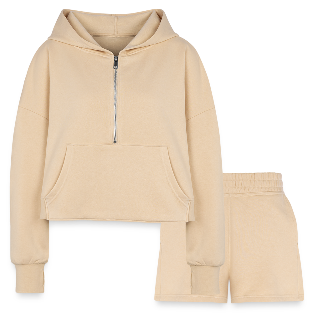 Women’s Cropped Hoodie & Jogger Short Set - nude