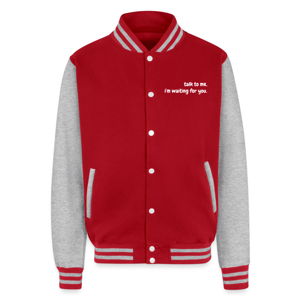 Just Hoods Heavyweight Letterman Jacket - red/heather grey