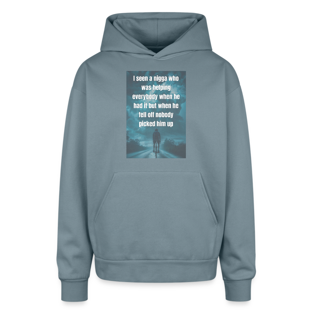 Oversized Hooded Sweatshirt - stone blue