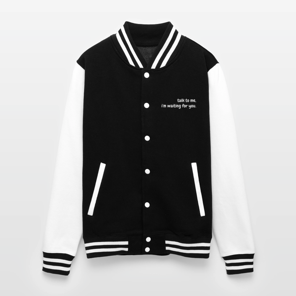 Just Hoods Heavyweight Letterman Jacket - black/white