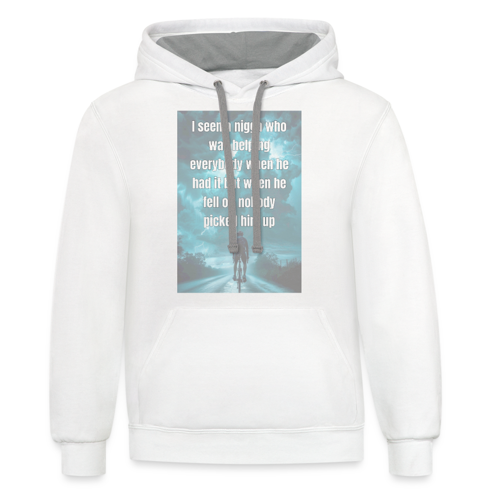 Contrast Hoodie - white/gray