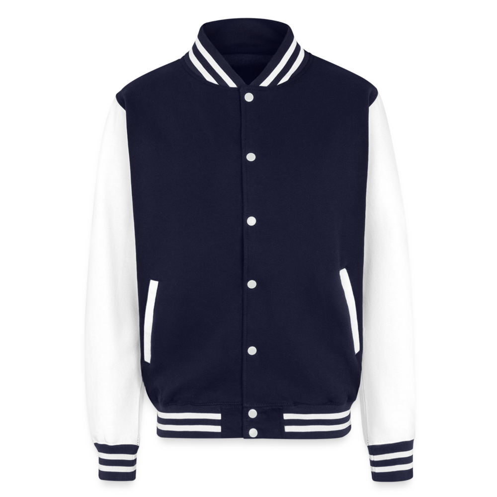 Just Hoods Heavyweight Letterman Jacket - navy/white