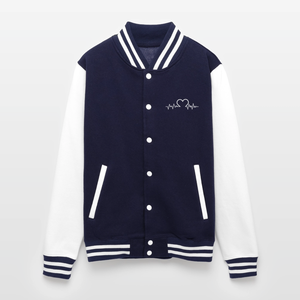 Just Hoods Heavyweight Letterman Jacket - navy/white