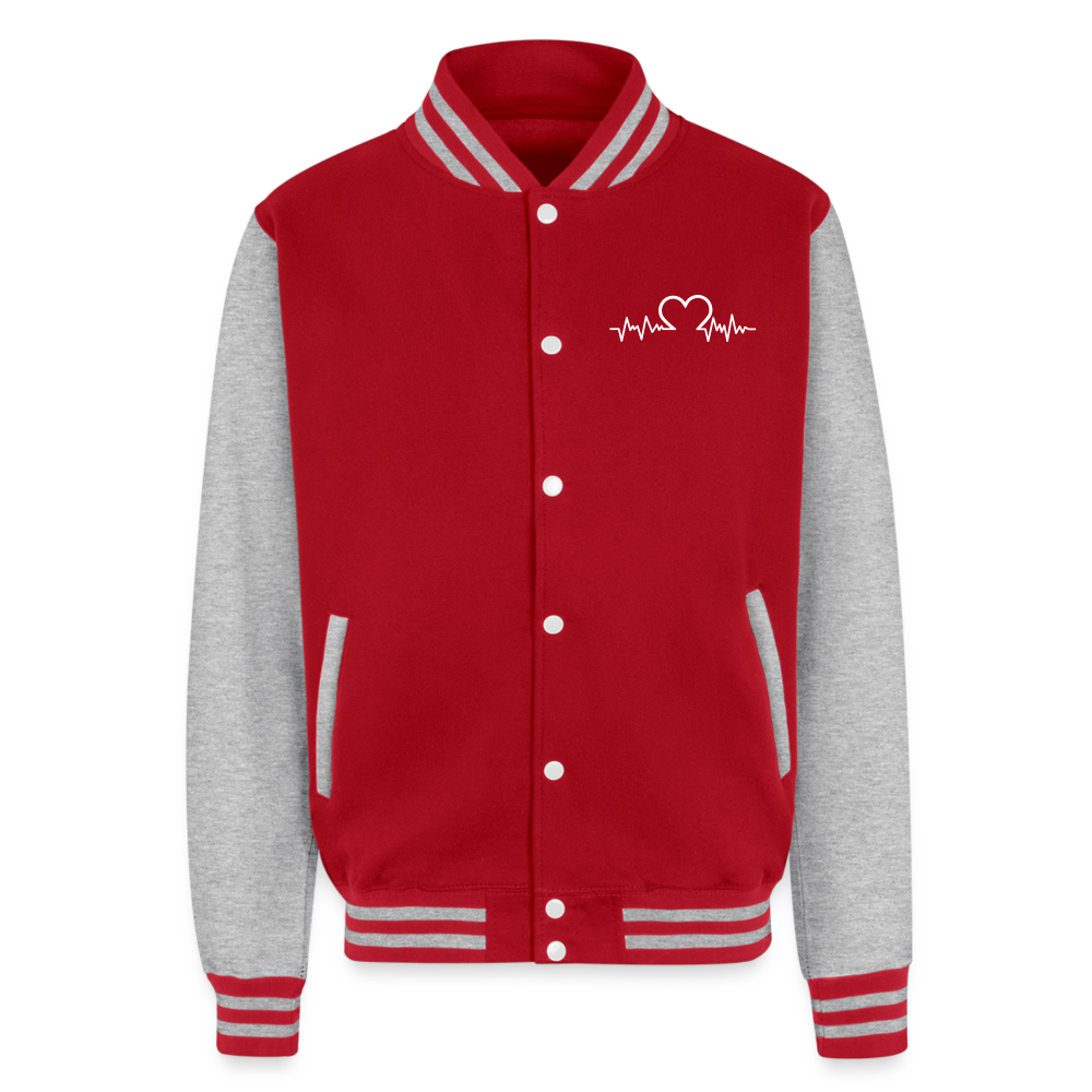 Just Hoods Heavyweight Letterman Jacket - red/heather grey