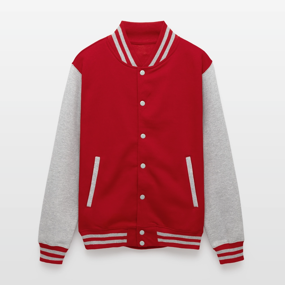 Just Hoods Heavyweight Letterman Jacket - red/heather grey