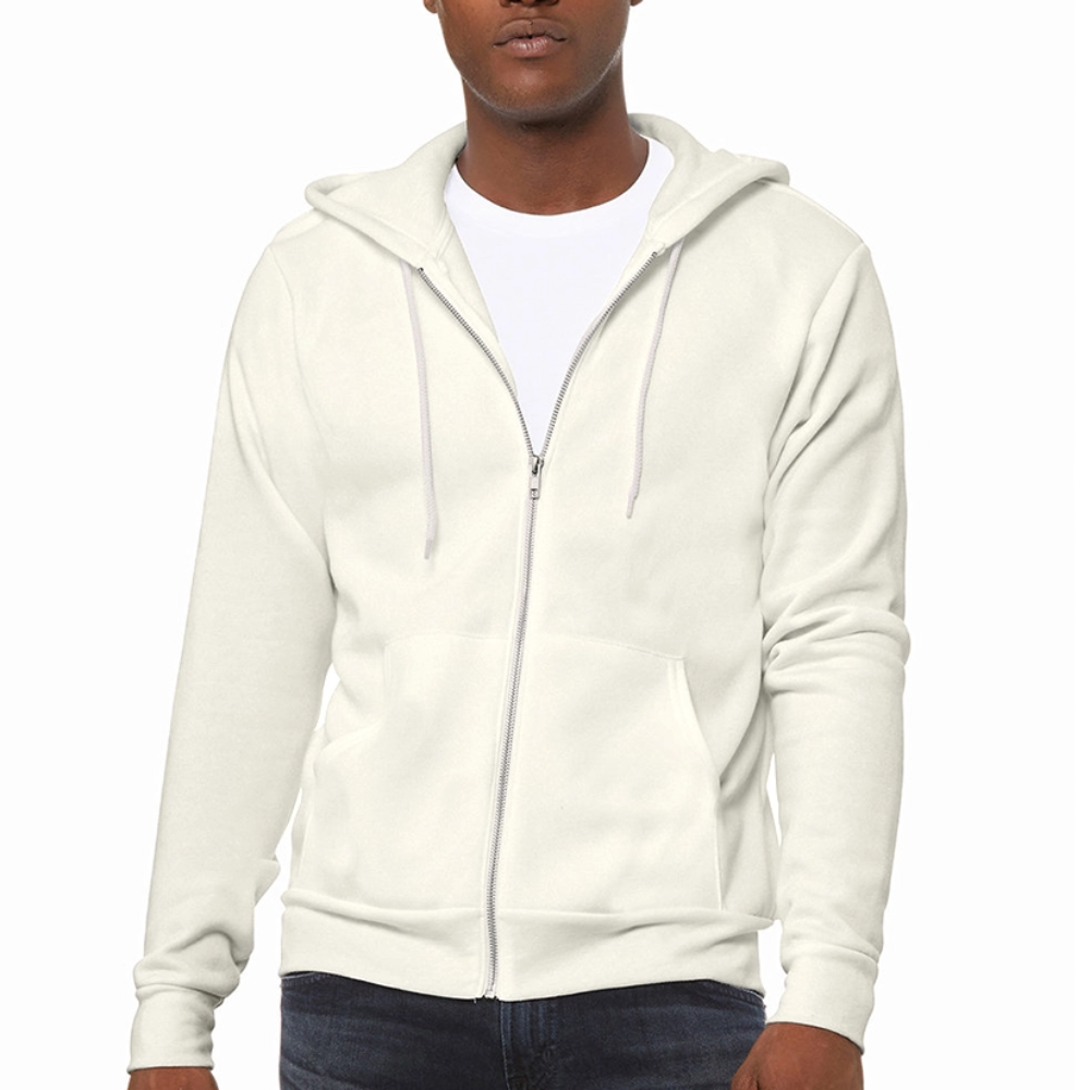 Bella + Canvas Unisex Full Zip Hoodie - vintage white