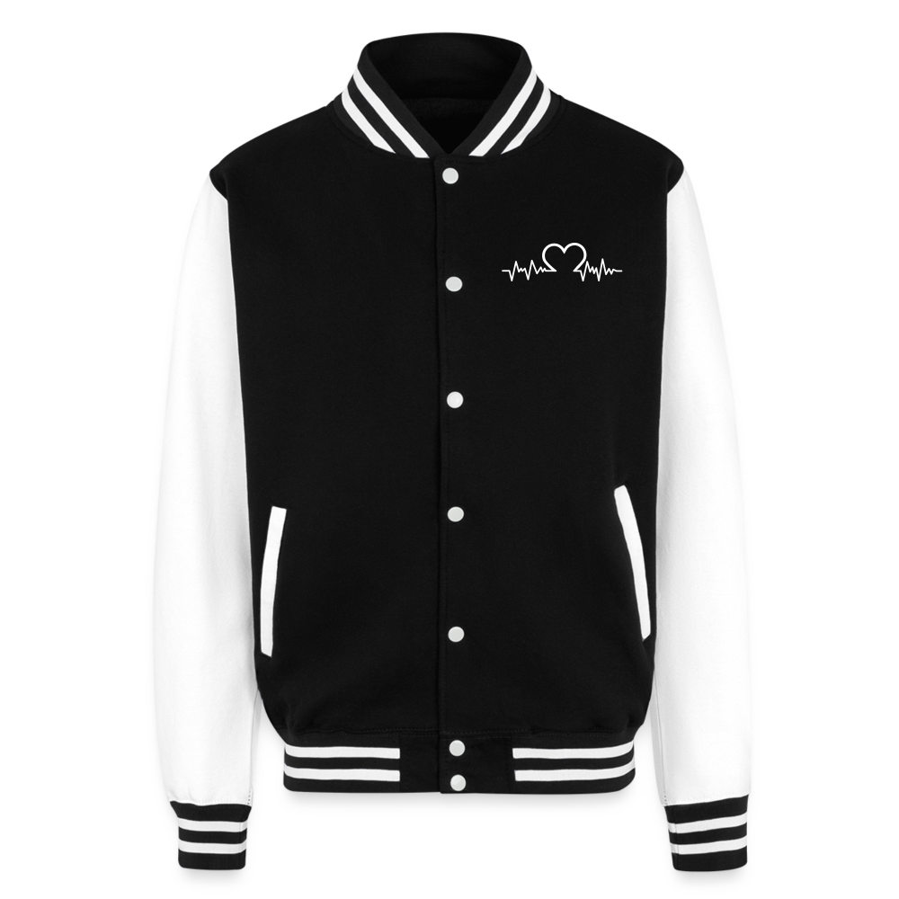 Just Hoods Heavyweight Letterman Jacket - black/white