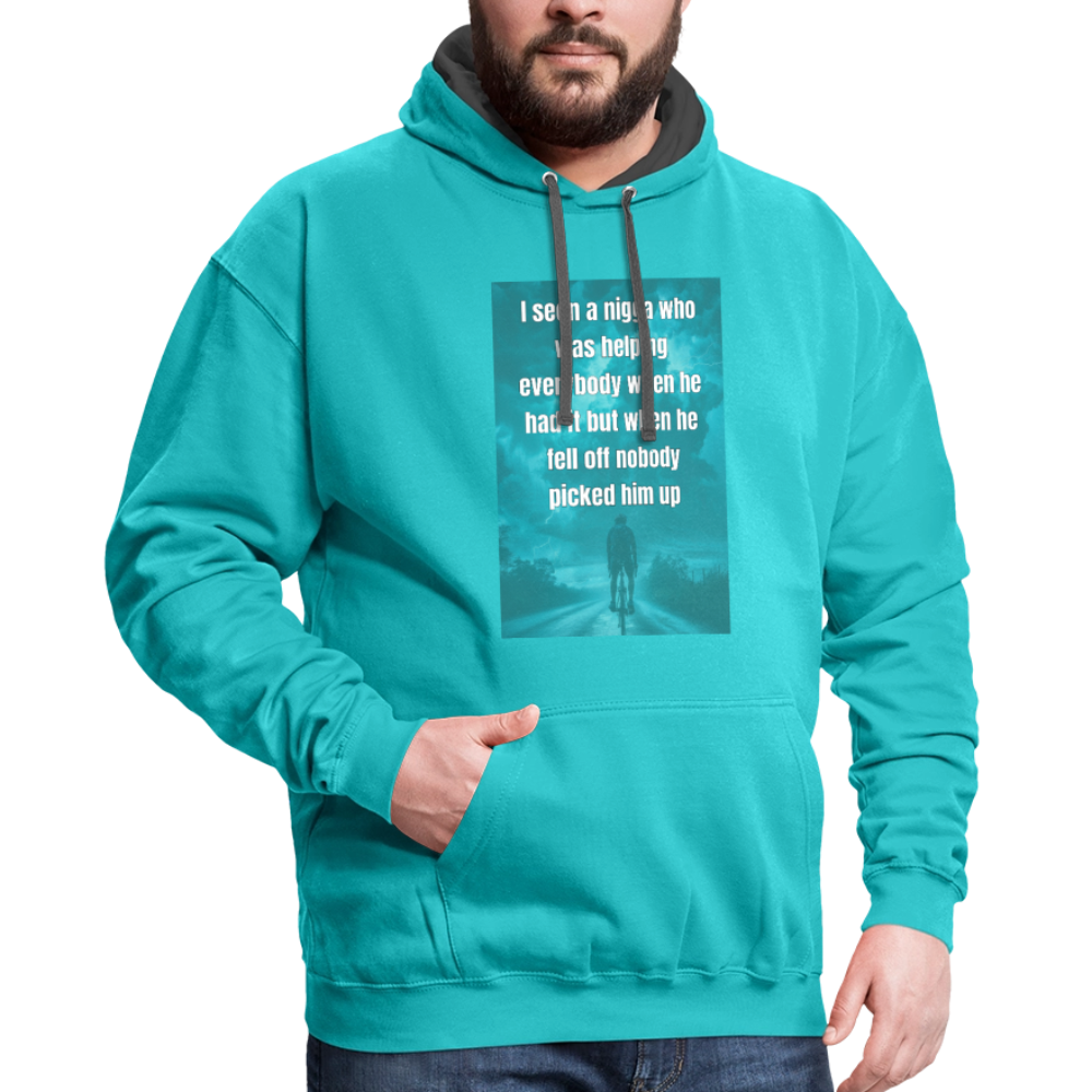 Contrast Hoodie - scuba blue/asphalt