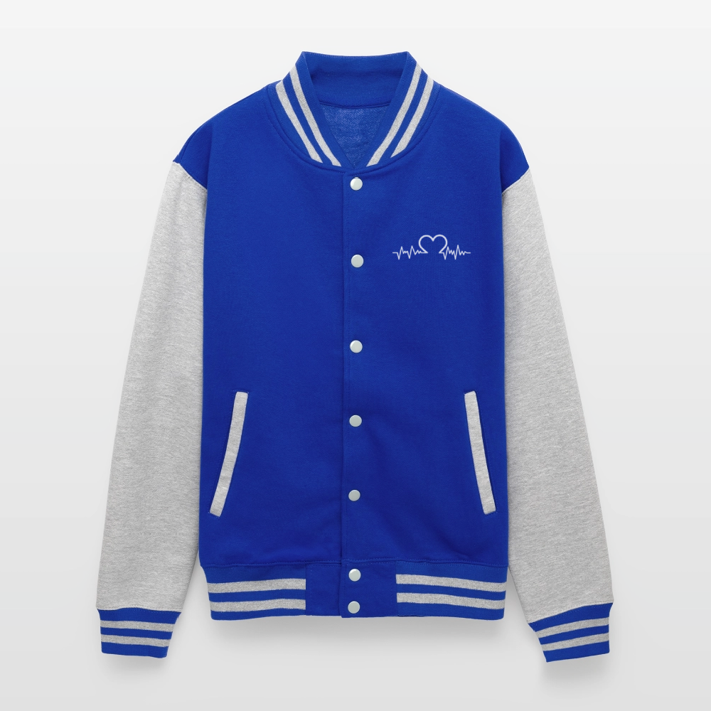 Just Hoods Heavyweight Letterman Jacket - royal/heather grey