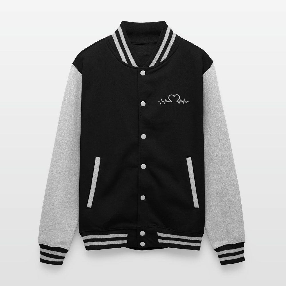 Just Hoods Heavyweight Letterman Jacket - black/heather grey