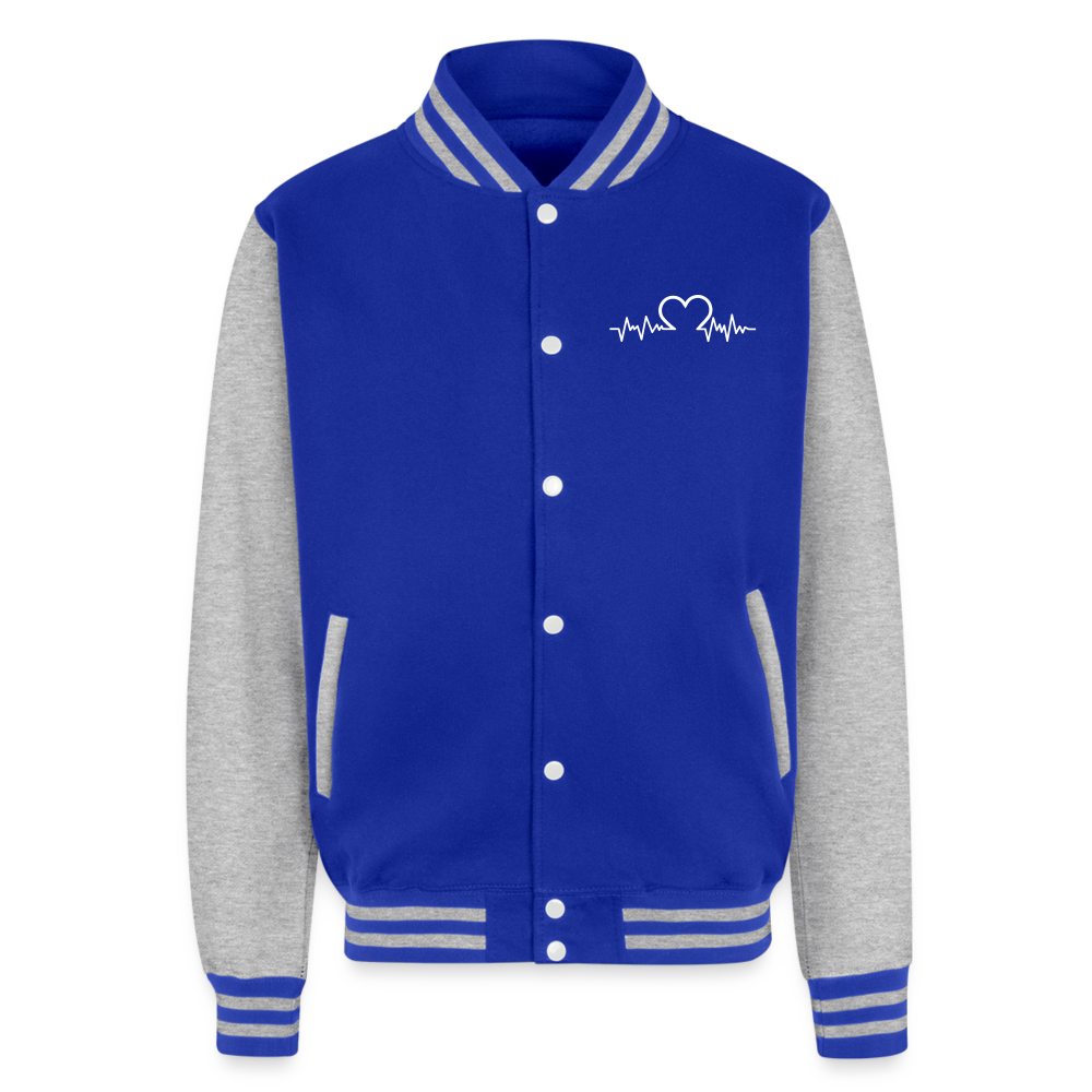 Just Hoods Heavyweight Letterman Jacket - royal/heather grey