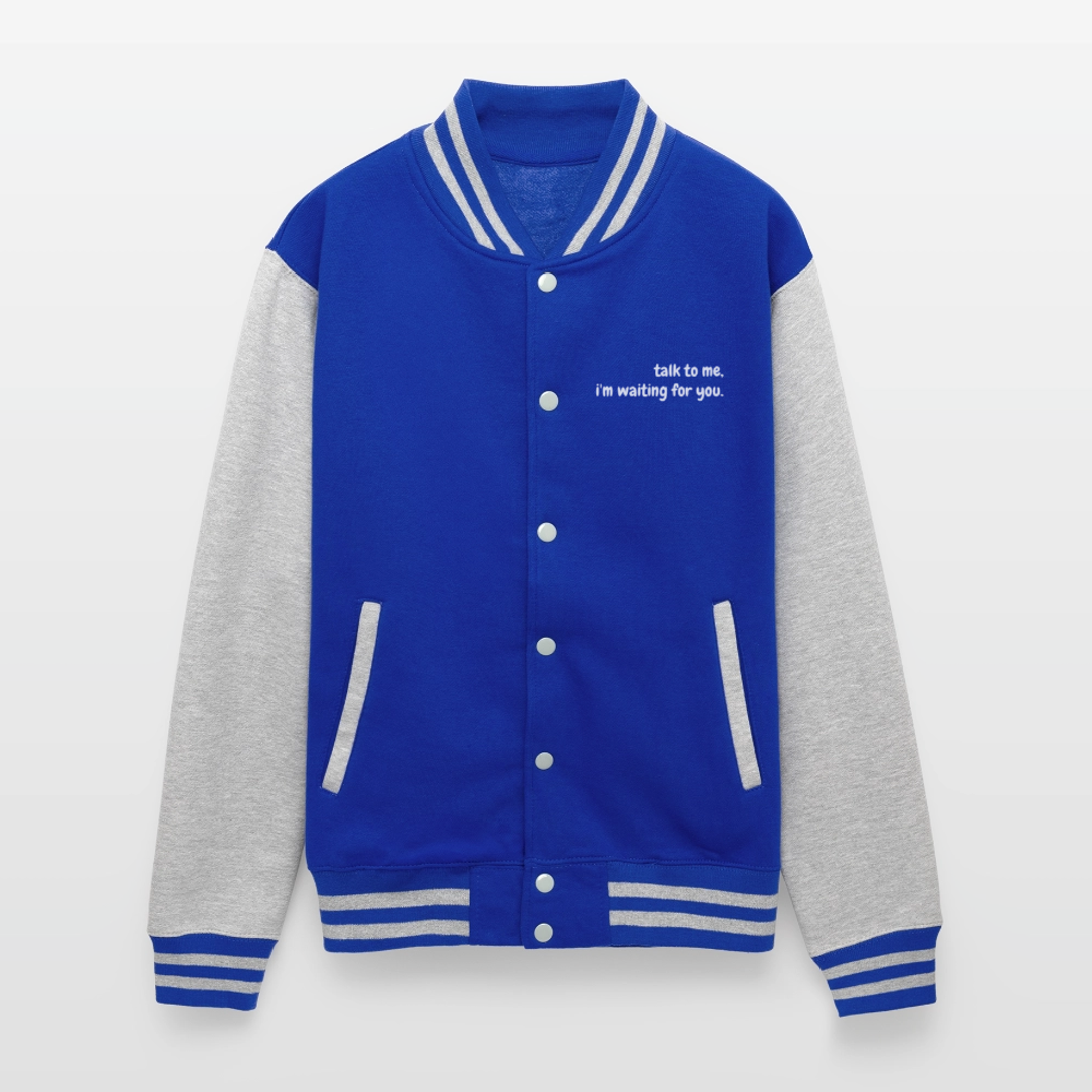 Just Hoods Heavyweight Letterman Jacket - royal/heather grey