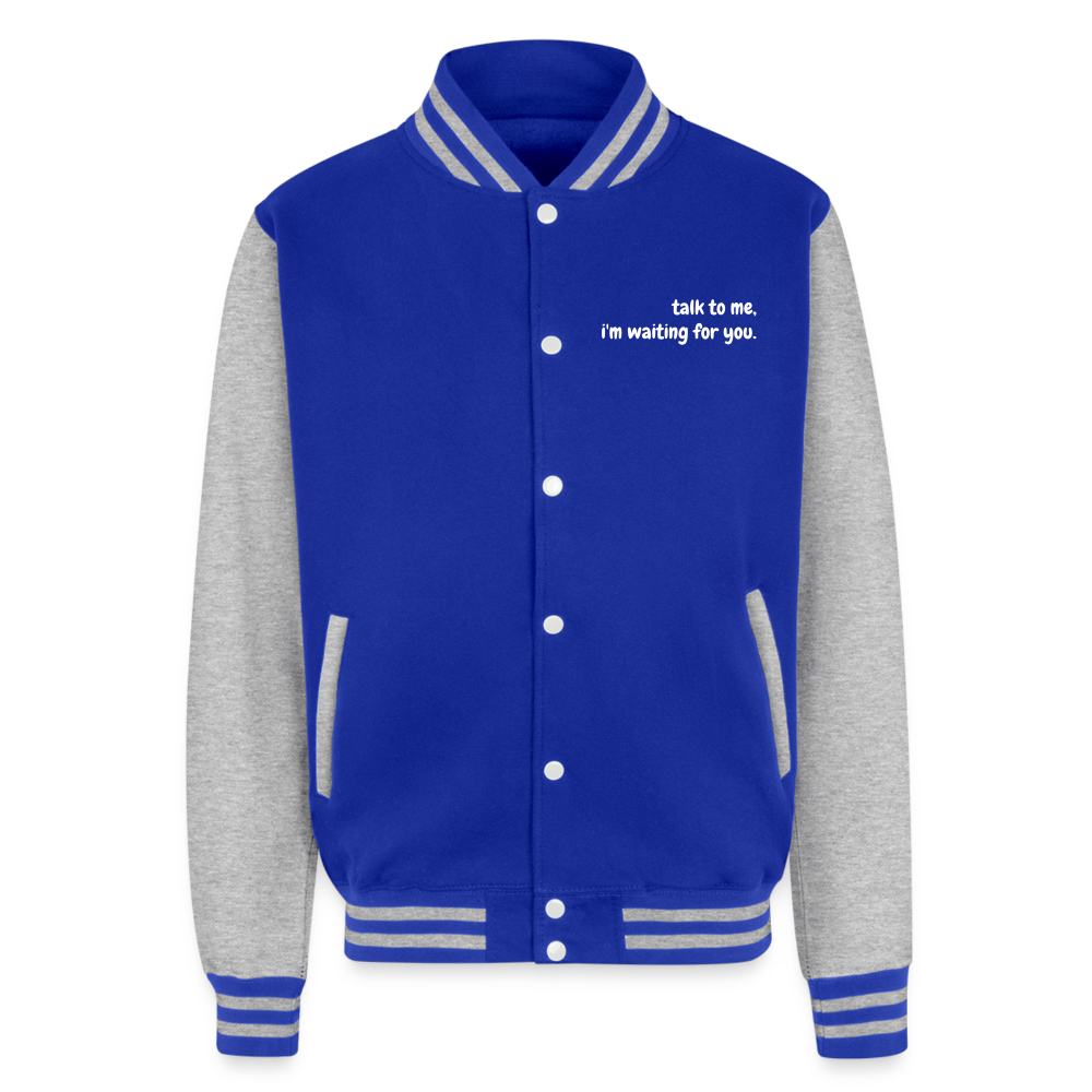 Just Hoods Heavyweight Letterman Jacket - royal/heather grey