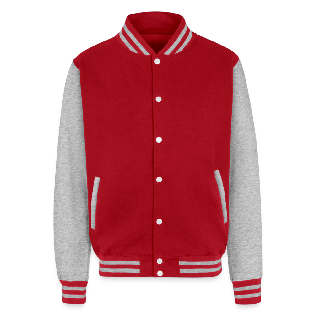 Just Hoods Heavyweight Letterman Jacket - red/heather grey