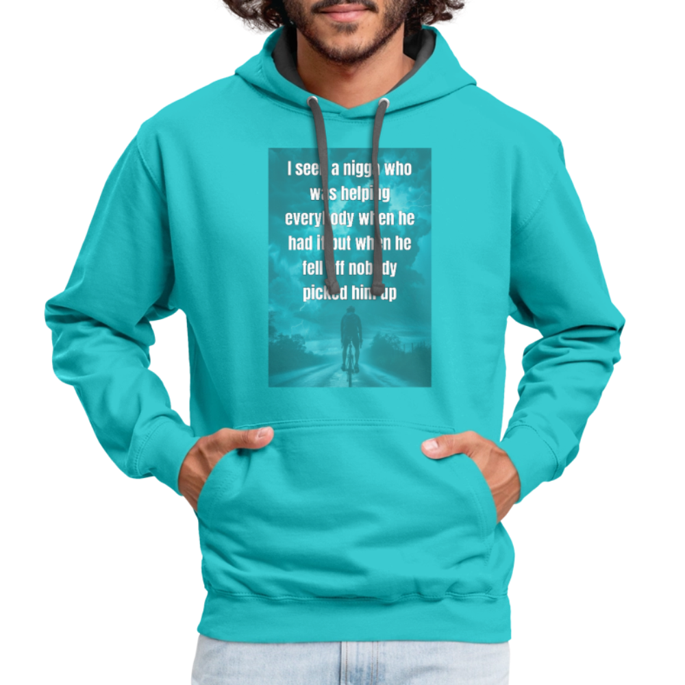 Contrast Hoodie - scuba blue/asphalt