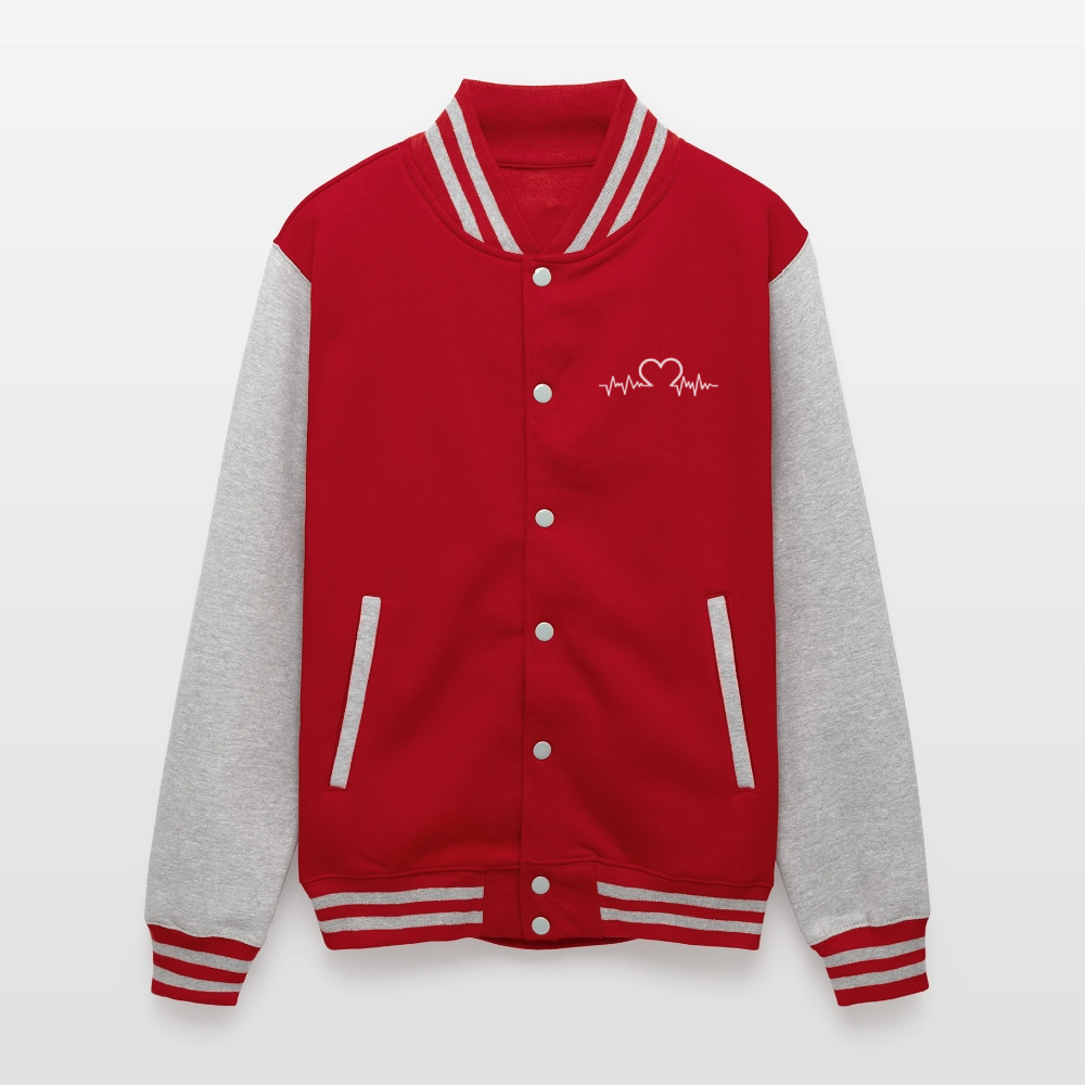 Just Hoods Heavyweight Letterman Jacket - red/heather grey