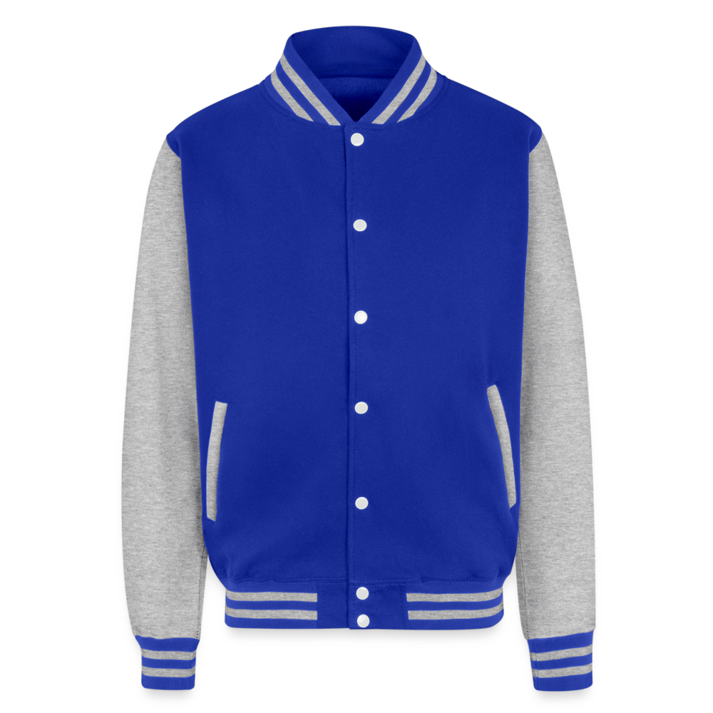 Just Hoods Heavyweight Letterman Jacket - royal/heather grey