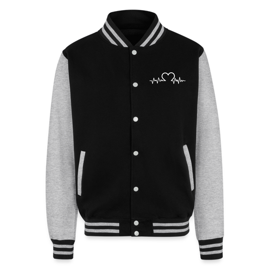 Just Hoods Heavyweight Letterman Jacket - black/heather grey