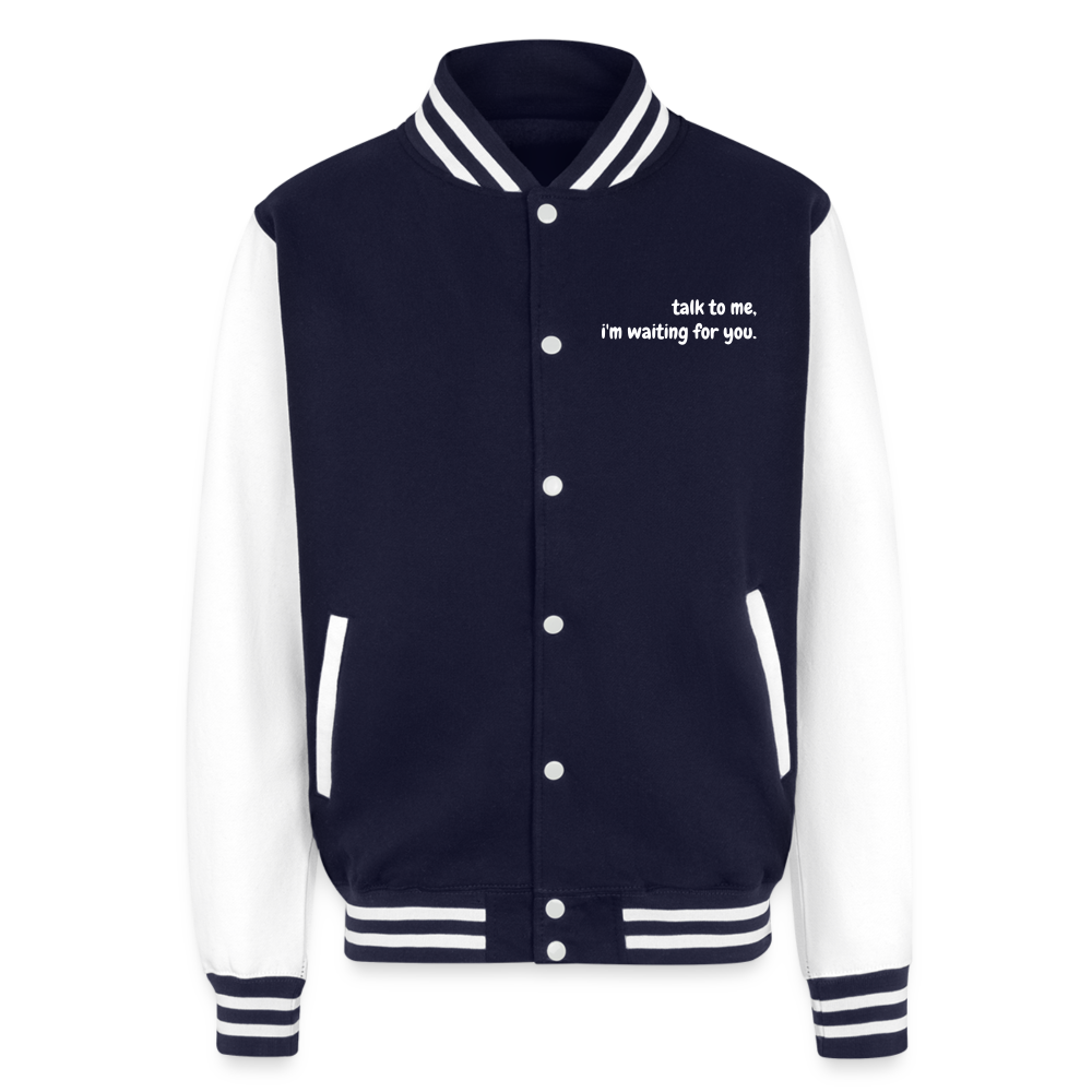 Just Hoods Heavyweight Letterman Jacket - navy/white