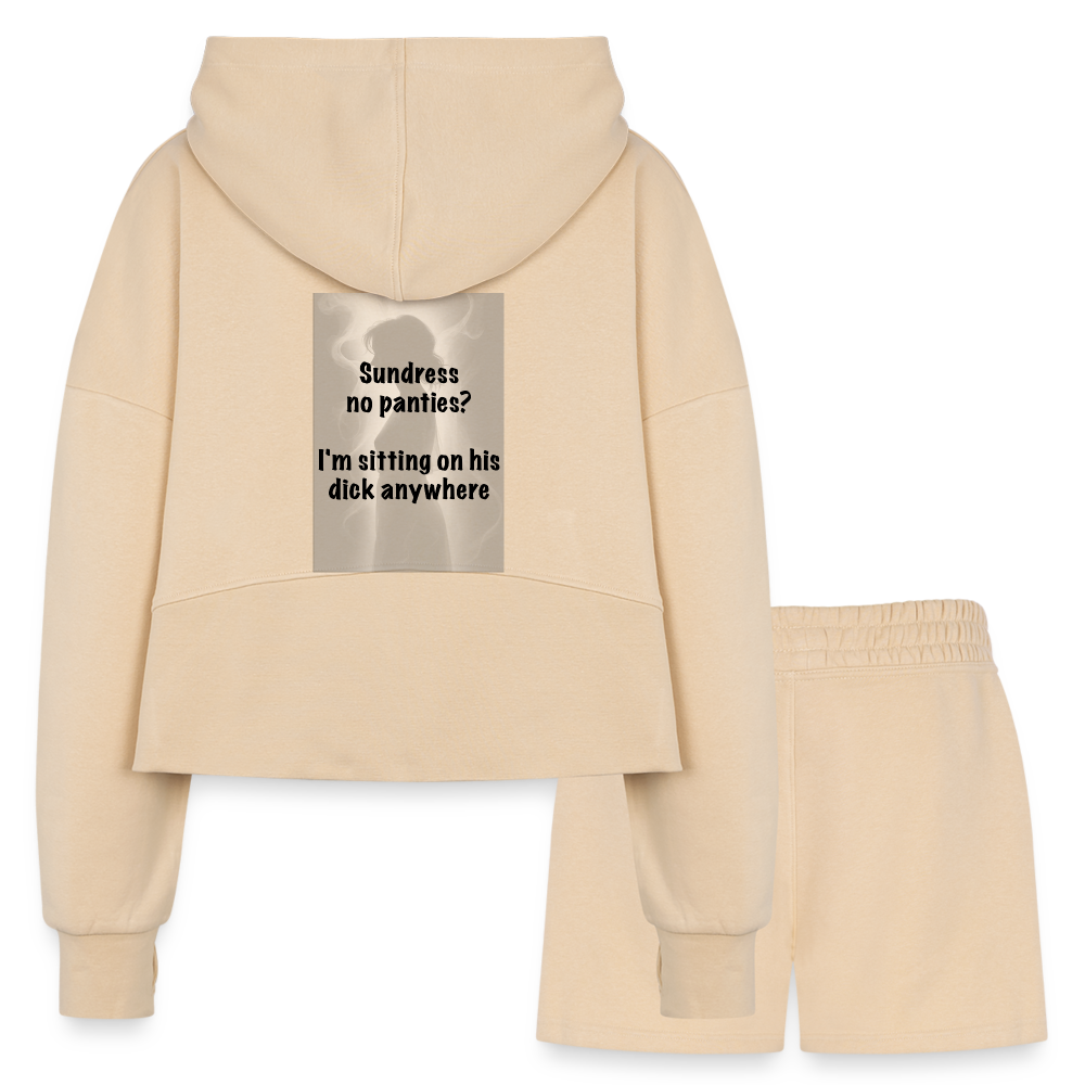 Women’s Cropped Hoodie & Jogger Short Set - nude