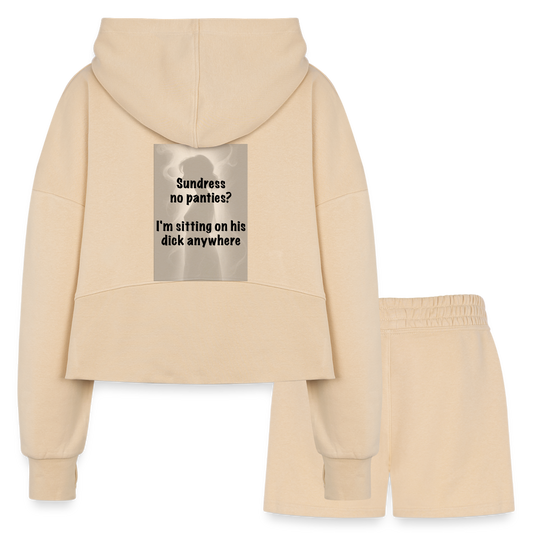 Women’s Cropped Hoodie & Jogger Short Set - nude