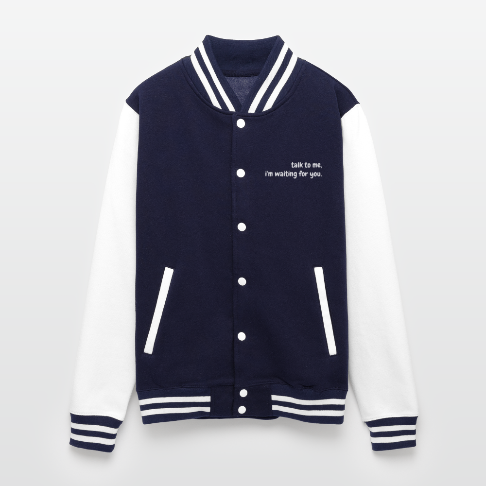 Just Hoods Heavyweight Letterman Jacket - navy/white