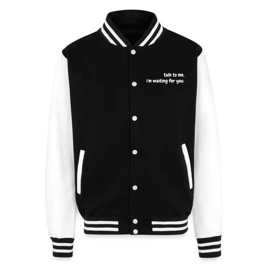 Just Hoods Heavyweight Letterman Jacket - black/white